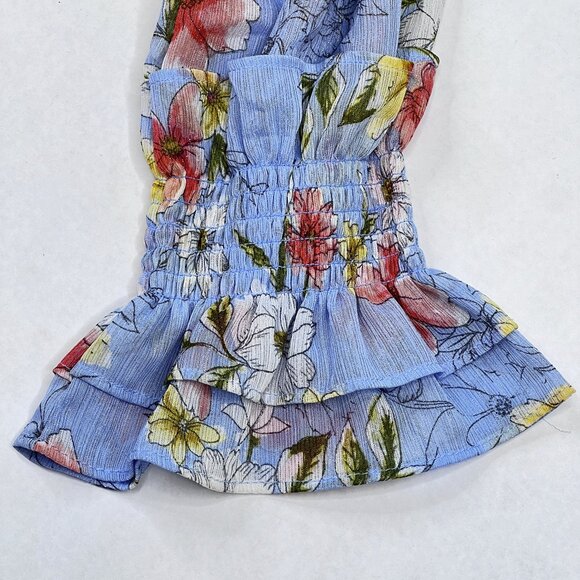 Calvin Klein Floral Printed Crepe Tie Waist Ruffle Midi A-Line Dress Sz 14 NWOT - Picture 5 of 10